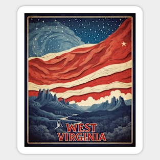 West Virginia Starry Night United States of America Flag Tourism Vintage Sticker